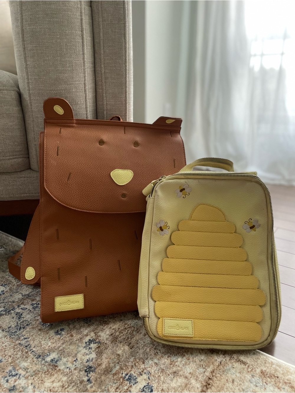 Kids Bear Backpack and Yellow Bee Lunch Bag Set
